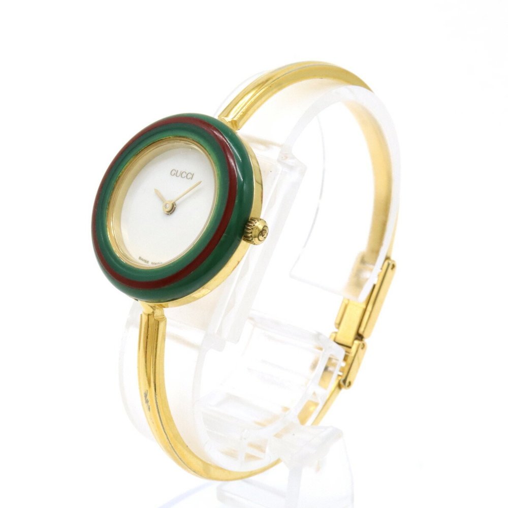 GUCCI Gucci Change Bezel White Dial GP Ladies Quartz Watch 11/12.2 - Picture 3 of 10